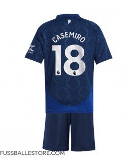 Günstige Manchester United Casemiro #18 Auswärts Trikotsatzt Kinder 2024-25 Kurzarm (+ Kurze Hosen)